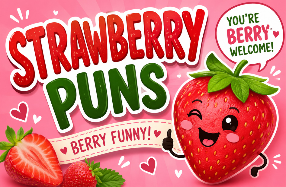 Strawberry Puns 🍓 Cute Captions, Jokes, Short Puns & Kids Humor