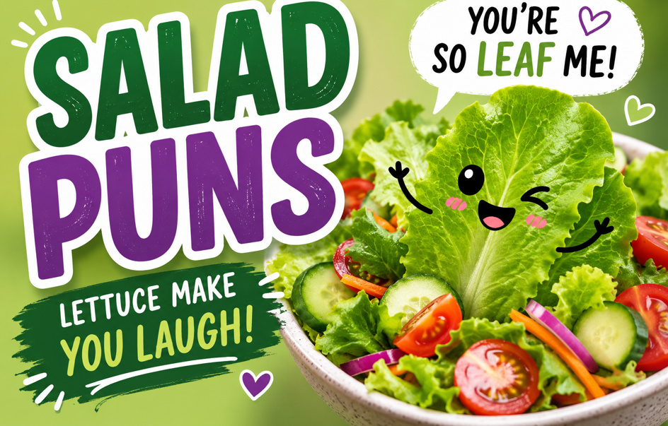 Funny Salad Puns Collection: Lettuce, Cute, Love & Soup Humor Ideas